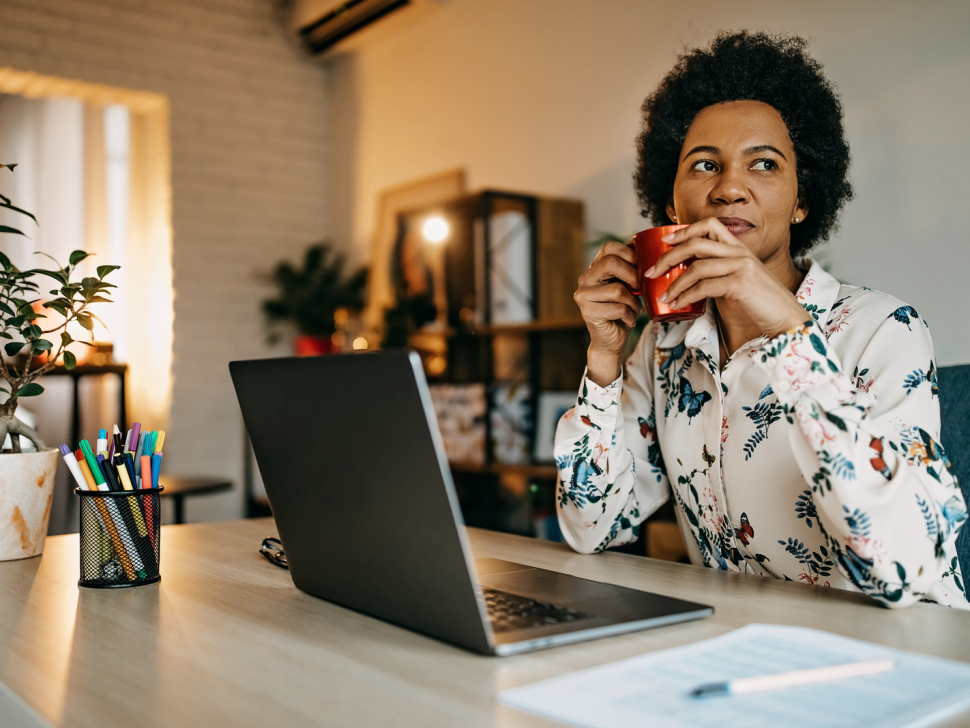 Hispanic Business Woman Working From Home Office